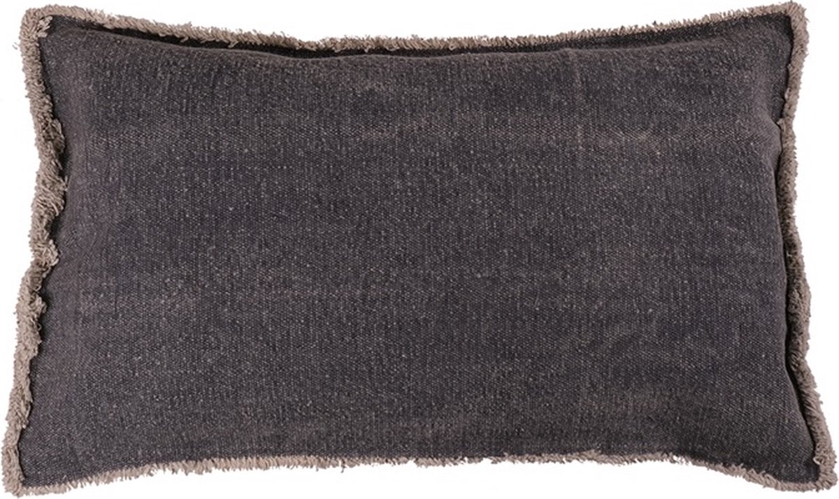 Linen & More Heavy Stonewash Jeans Kussen | 30 X 50 | Sierkussen Voor Woonkamer Of Slaapkamer Grijs