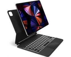 iPad Toetsenbord Hoes Geschikt Voor Apple iPad Pro 11 Inch (2024) - Bluetooth Magnetisch Keyboard Case - Tablettoetsenbord - Tablet Hoes - met Touchpad Muis en Verlichting - QWERTY - Zwart