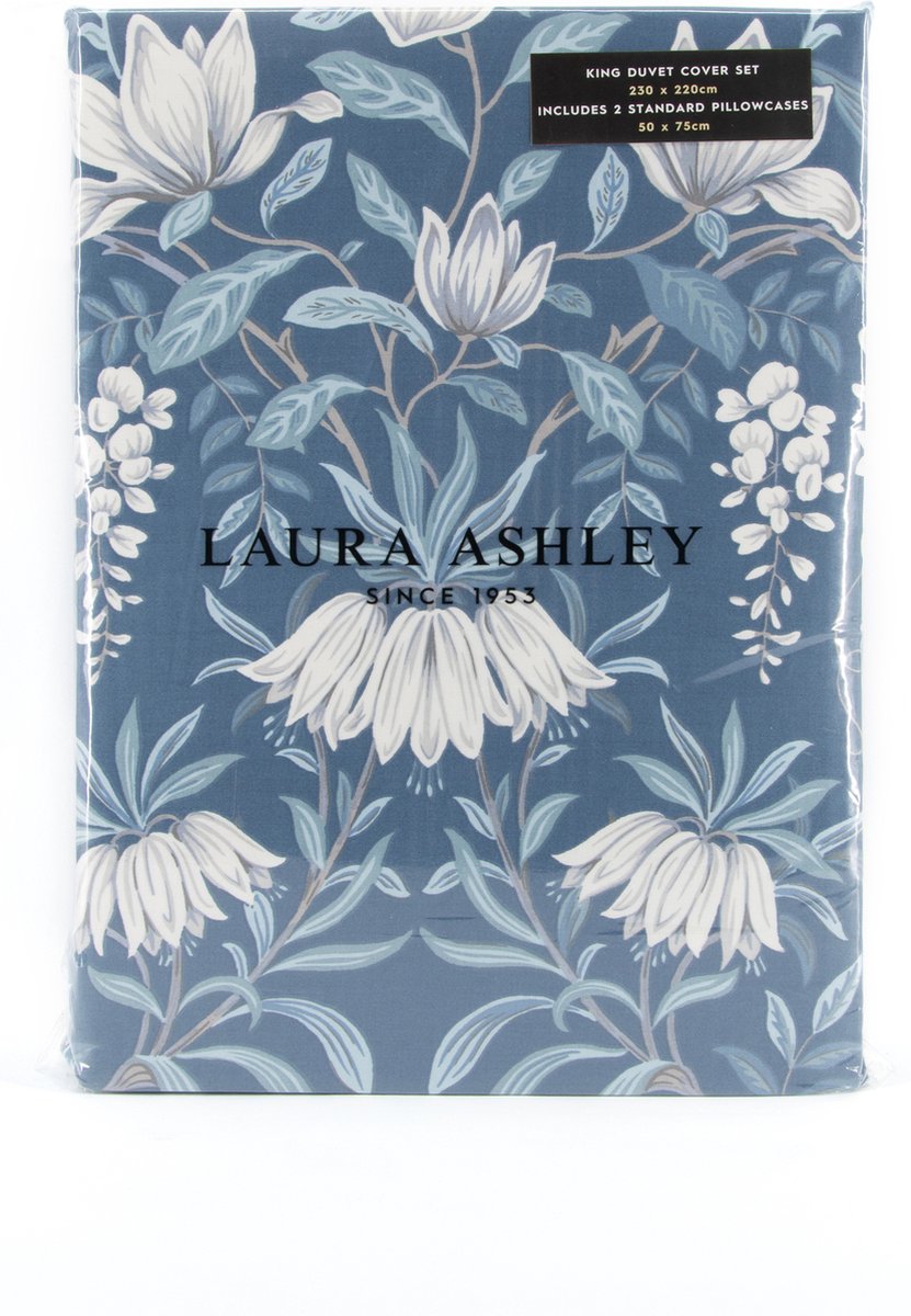 Laura Ashley Parterre Dekbedovertrek - Bloemen - Lits-Jumaux 230x220cm - Blauw