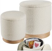 COSTWAY Set Van 2 Voetenbankjes, Rotan, Kruk Met Sneldrogende Schuimvulling Rotankruk Tuinkruk Voor Tuin Balkon Terras 660215656