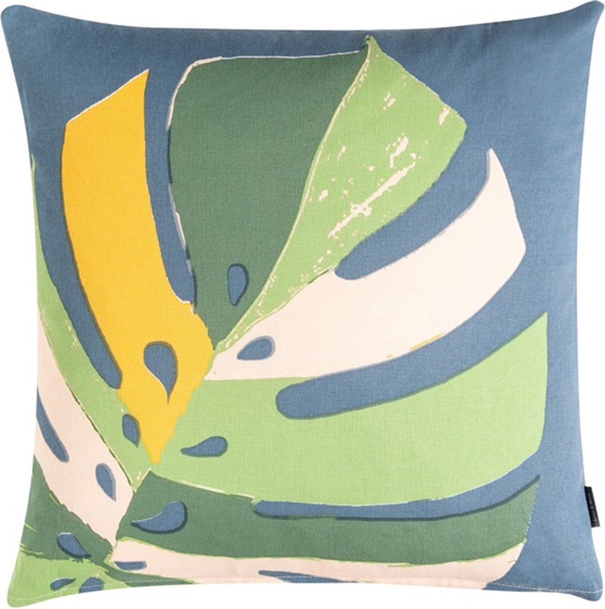 Linen & More Monstera M. Kussen | 45 X 45 | Sierkussen Voor Woonkamer Of Slaapkamer Blauw