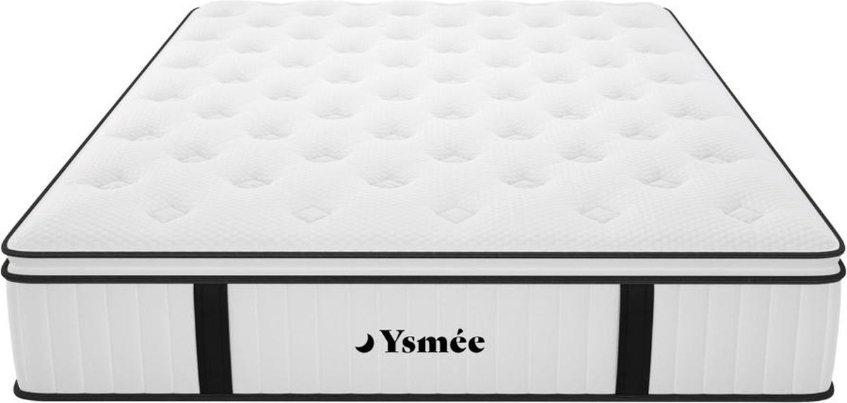 Vente-unique Matras met pocketveren en ingebouwde dekmatras 200 x 200 cm dikte 28 cm - AMERICAN DREAM van YSMÉE L 200 cm x H 28 cm x D 200 cm Wit
