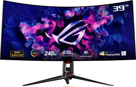 ASUS ROG Swift OLED PG39WCDM - 3440x1440 Curved OLED Gaming Monitor - 240Hz - 0.03ms - G-Sync Compatible - USB-C 90W - 39 Inch