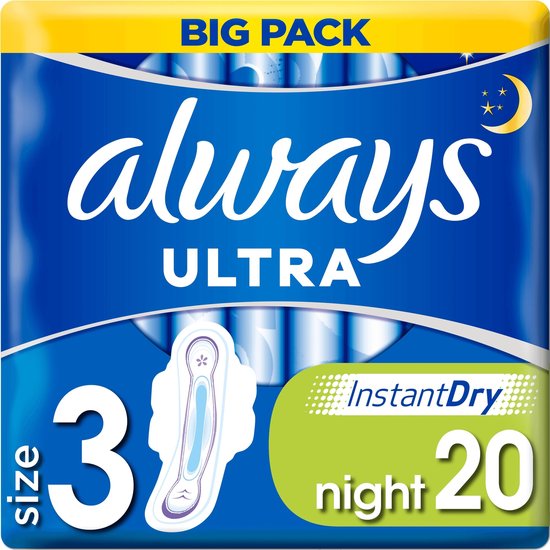 Always Ultra Night (Maat 3) Maandverband Met Vleugels - 8x20 Stuks - Voordeelverpakking