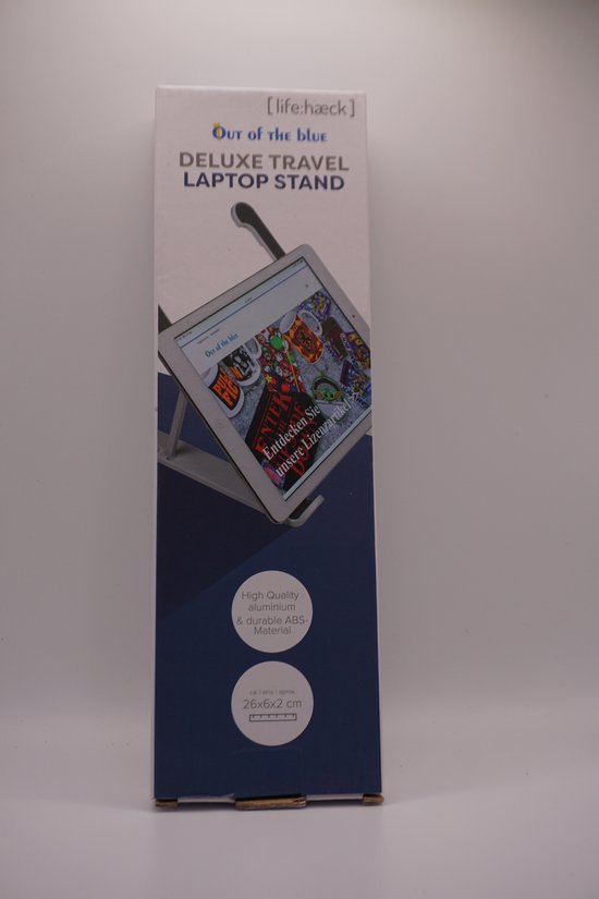 Universele reislaptopstandaard - Laptop/Tablet standaard, draagbaar, optioneel, in hoogte verstelbaar - 26 cm - reis/camping/onderweg model van metaal - Licht Metalen Grijze Aluminium Inklapbare Laptop standaard - Muziekland - Verjaardagscadeautje