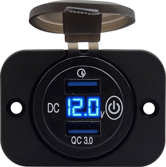 Orbit Electronic Universele Dual USB Stopcontact QC3.0 Met 12V Stopcontact Voltmeter Schakelaar Drie Gaten Paneel 12 24v Dc 5v 3a Blauw Geschikt Voor Ieder Voertuig Orbit Electronic Universele Dual USB Stopcontact QC3.0 Met 12V Stopcontact Voltmeter Schakelaar Drie Gaten Paneel 12 24v Dc 5v 3a Blauw Geschikt Voor Ieder Voertuig