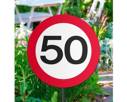 Tuinbord versiering 50 jaar - 44 cm - karton - feest thema 50e verjaardag - jubileum - Abraham/Sarah - Buiten versiering 50 jarigen