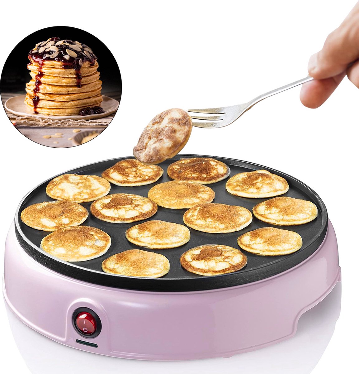 Dailysupplies Poffertjespan Electrisch Poffertjesmaker Poffertjespannen Roze