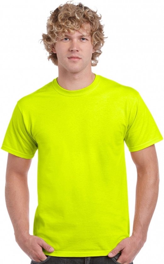 Neon fluor geel T-shirt - Reflecterend - voor heren - Katoen/polyester - Opvallend - Normal fit M