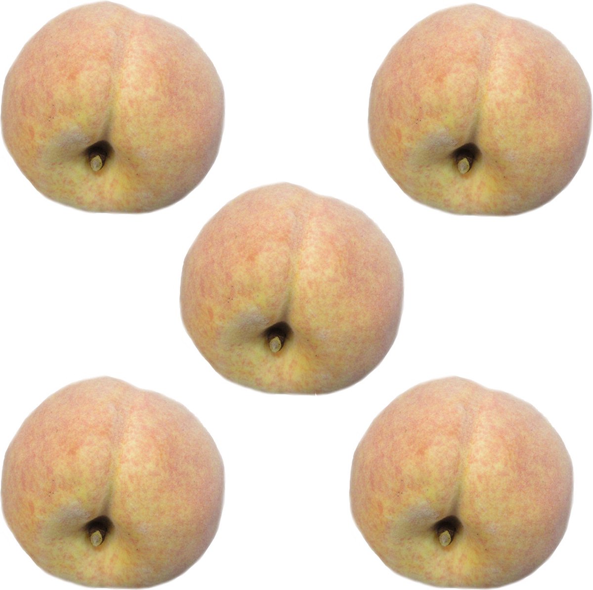 Bellatio Flowers & Plants kunstfruit - 5x - perzik - verzwaard - kunststof - 8 cm - Decoratie - nep/namaak fruit Roze