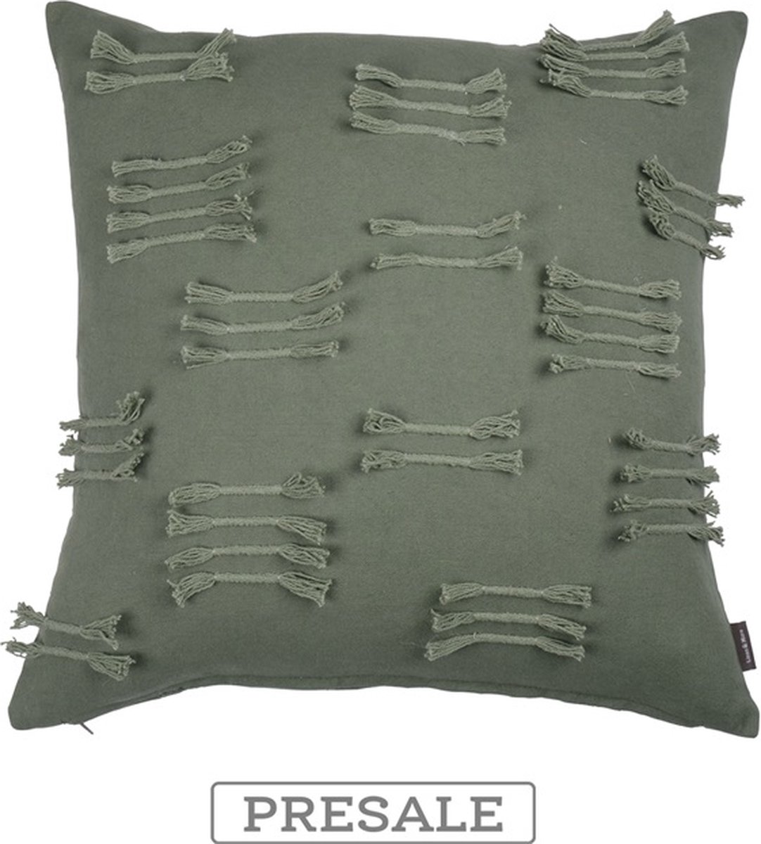 Linen & More Uneven Ruffle Sage Kussen | 45 X 45 | Sierkussen Voor Woonkamer Of Slaapkamer Groen