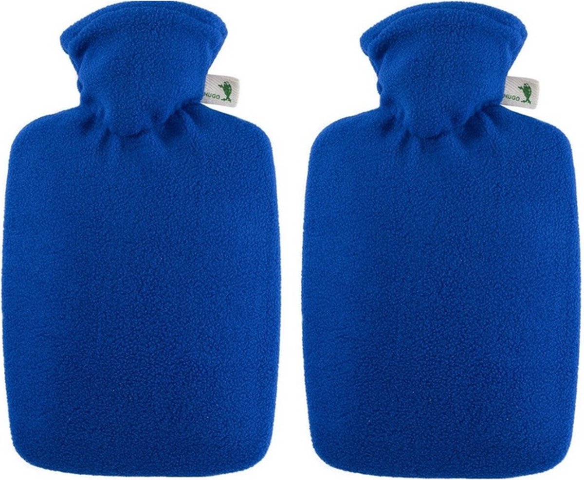 Goedkoopste 2x Fleece kruiken blauw 1,8 liter met hoes - warmwaterkruik