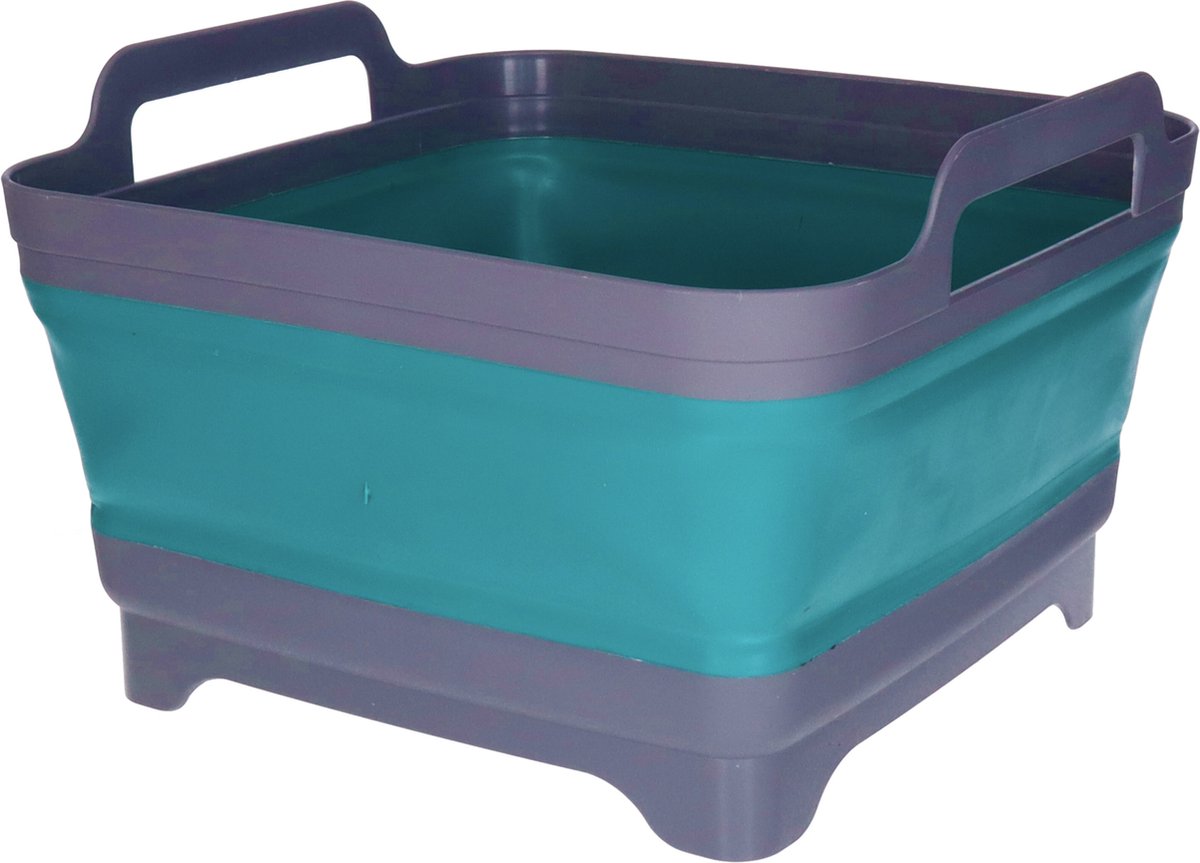 Goedkoopste Opvouwbare afwasteil/afwasbak - grijs/blauw - kunststof - 30 x 30 cm - keuken - reis accessoires