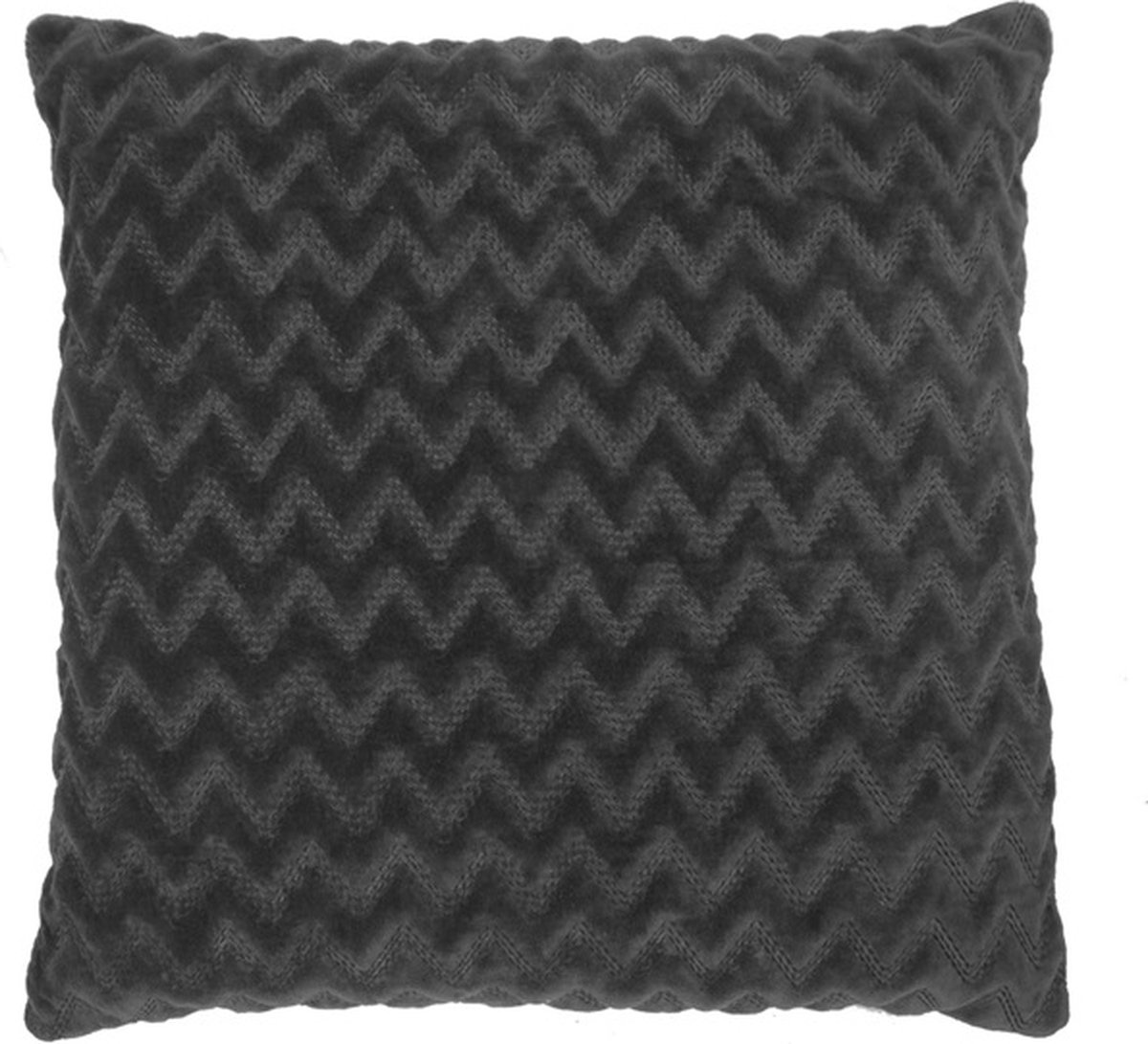 Linen & More Zigzag Velvet Dark Grijs Kussen | 45 X 45 | Sierkussen Voor Woonkamer Of Slaapkamer