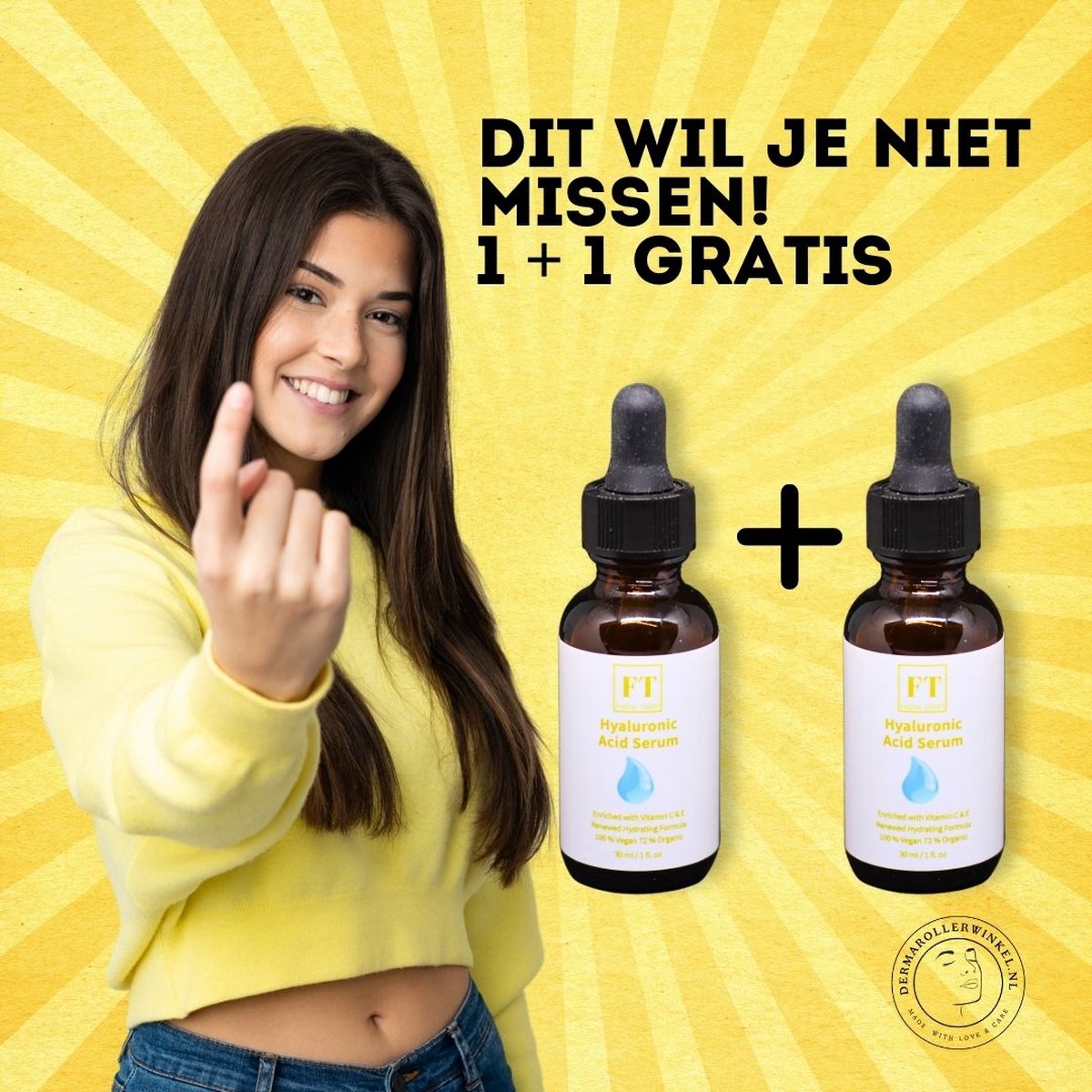 Goedkoopste Hyaluronzuur Serum 30 ml | 1 1 Gratis | Verrijkt met Vitamine C & E | Hydrateert Uitstekend | Dagcrème