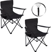 Bol.com Campingstoel - 2 Stuks - Inklapbaar Visstoel - Vouwstoel - Comfortabel - Opvouwbaar Stoel - Max. 120 KG - Zwart - Rheme aanbieding