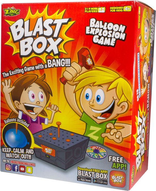 Foto: Blast box ballonnen prik spel voor volwassenen en kinderen spannend 2 tot 4 spelers vanaf 4 jaar familie spel