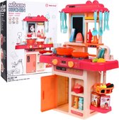 Playos® - Plastic Speelkeukentje - Roze - Inclusief Accessoires - 44.5 x 63 x 22 cm - Kinderkeuken - Speelgoed Keukentje - Rollenspel Speelgoed - Educatief - Speelkeuken