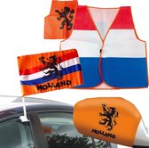 Oranje & Nederland Supporter Auto set 3 delig