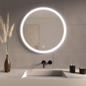 LOMAZOO Badkamerspiegel met LED verlichting - Badkamer Spiegel - Spiegel Badkamer - Spiegel Douche - Verwarming Anti Condens - 60 cm rond [CHICAGO]