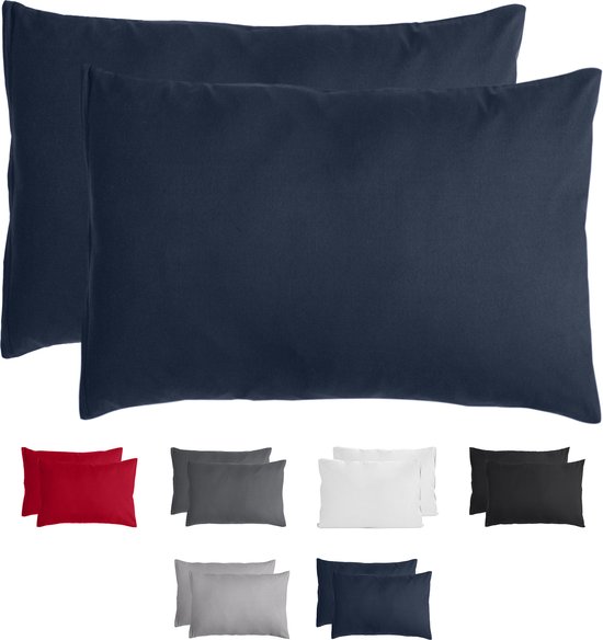 Komfortec Set van 2 Premium Kussenslopen 50x70 cm - Superzachte Kussenhoes – 100% - Geborsteld Mikrovezel 90g/m² - Blauw