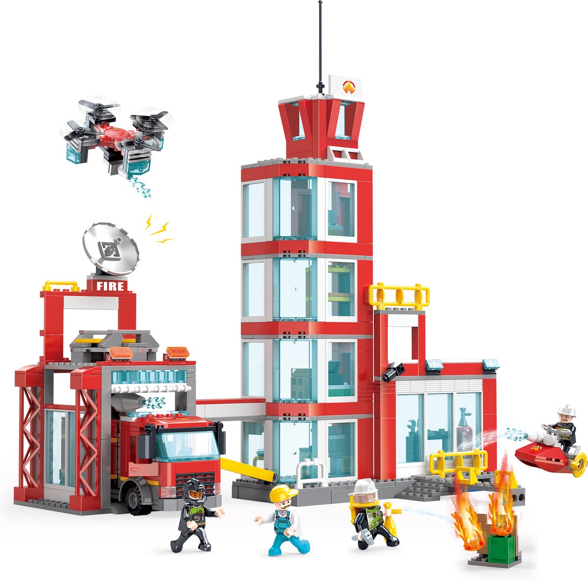 Cogo Brandweerkazerne Bouwset – Brandweer Speelgoed Constructieset – Model 3622