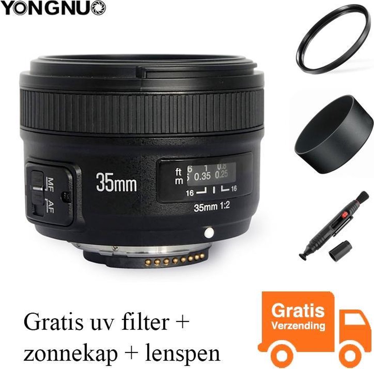 bol.com | Yongnuo AF-S 35mm F2.0 autofocus lens Nikon DSLR camera met