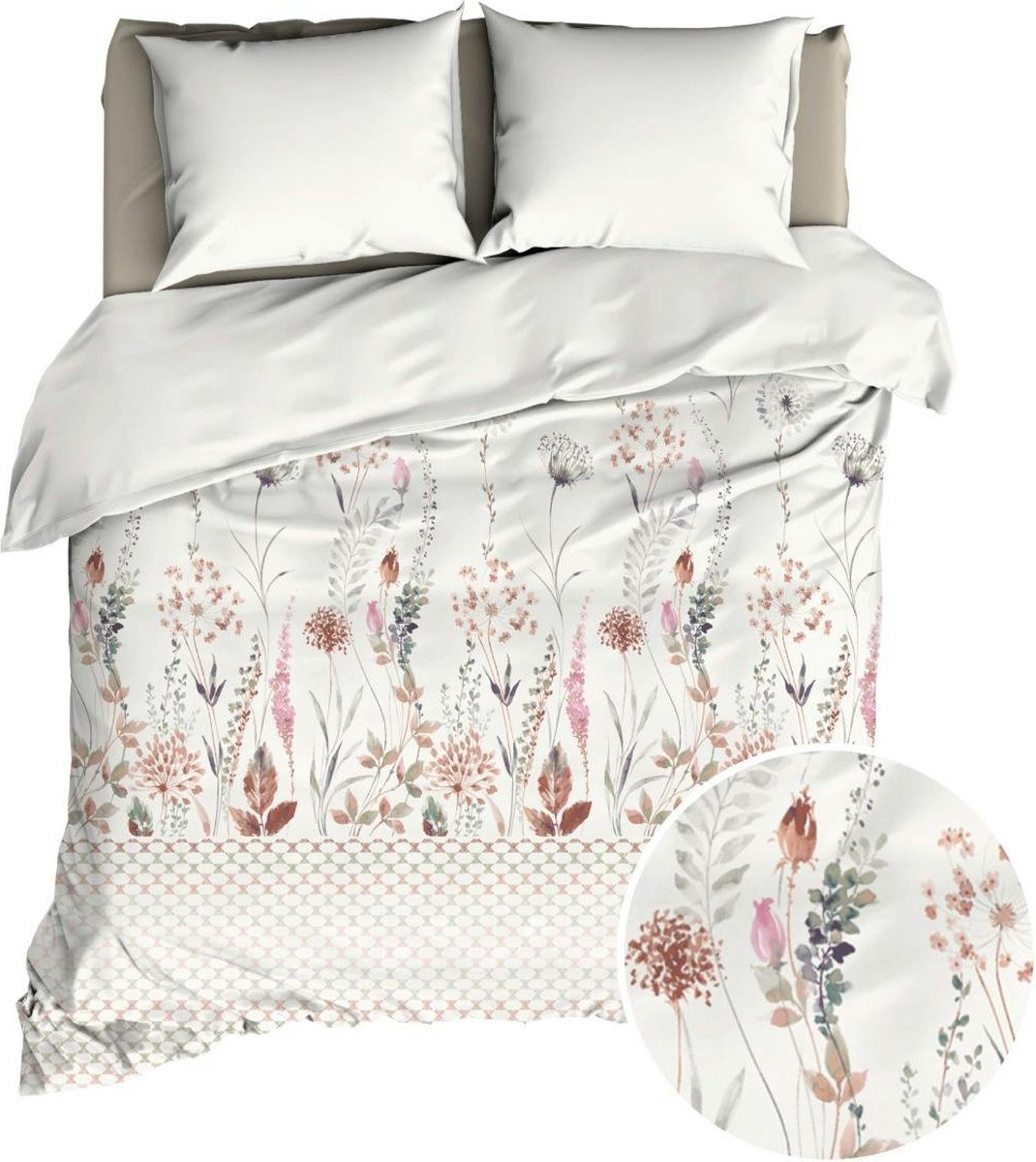 Satin d'Or Giselle Dekbedovertrek - Lits-jumeaux - 240x200/220 cm - Multi/Taupe