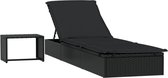 vidaXL - Ligbed - met - tafel - 1 - st - poly - rattan - zwart