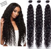 Frazimashop- Braziliaanse remy weave - 24 inch water diep golf weave - kleur 1b human hair extensions - natuurlijk zwart echt menselijke haren 100 gram per 1stuk