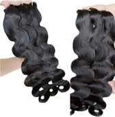 Frazimashop- Braziliaanse remy body wave - 30 inch 70 cm golf hair extension kleur 1b donderbruin- 100% human hair- body wave -1 stuk #Brazilian Human Hair Body Wave#