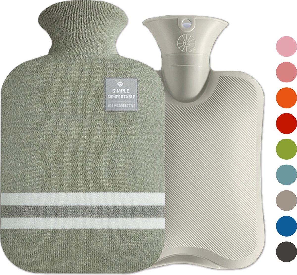 Goedkoopste Colorful Sun® Kruik met Hoes 2L – Warmwaterkruik met Zachte Gebreide Hoes – Warm & Koud Gebruik – Nek-, Rug- & Buikverwarmer – Huidvriendelijk & Comfortabel – Voor in Bed & Overdag – Ideaal Cadeau – Pluche
