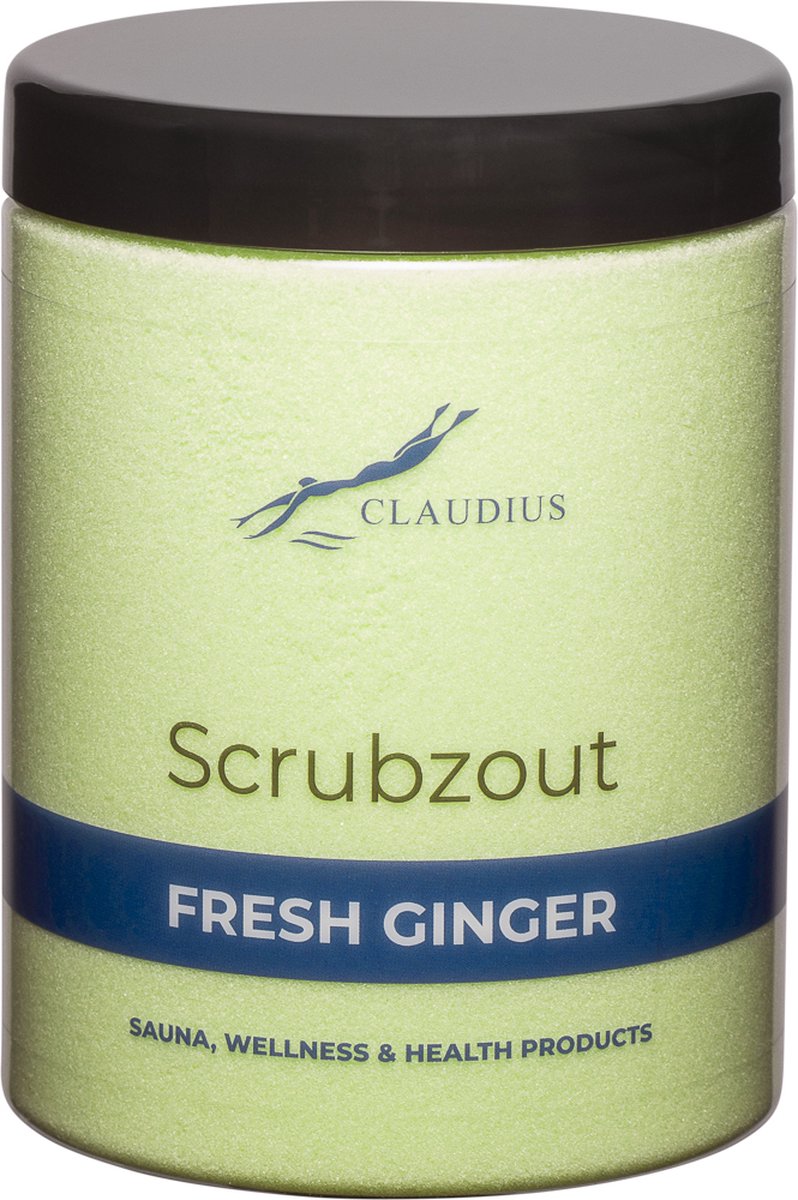 Goedkoopste Scrubzout Fresh Ginger in handige pot - 1250 gram - met zwarte deksel - Hydraterende Lichaamsscrub