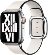 Apple Leather Band Modern Buckle voor de Apple Watch Series 1 / 2 / 3 / 4 / 5 / 6 / 7 / 8 / 9 / SE - 38 / 40 / 41 mm - Maat S - Chalk