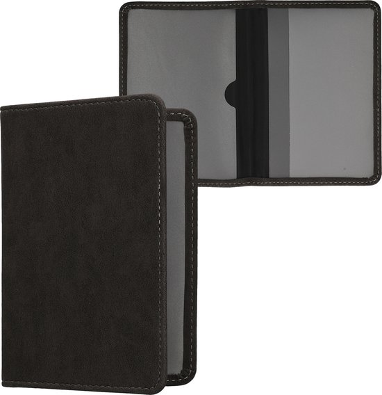 kwmobile hoes voor kentekenbewijs en rijbewijs - Hoesje met pasjeshouder in zwart - Omslag van imitatie suède