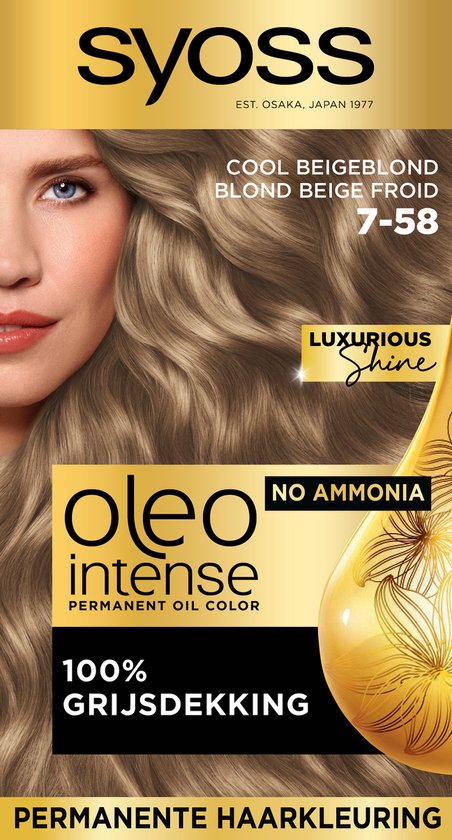 Syoss Oleo Intense - 7-58 Cool Beigeblond - Permanente Haarverf - Haarkleuring - 1 stuk