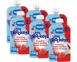 Nestlé Little Rockets - Knijpfruit Appel Aardbei Banaan & Wortel - Vanaf 2 Jaar - 6 x 150 g
