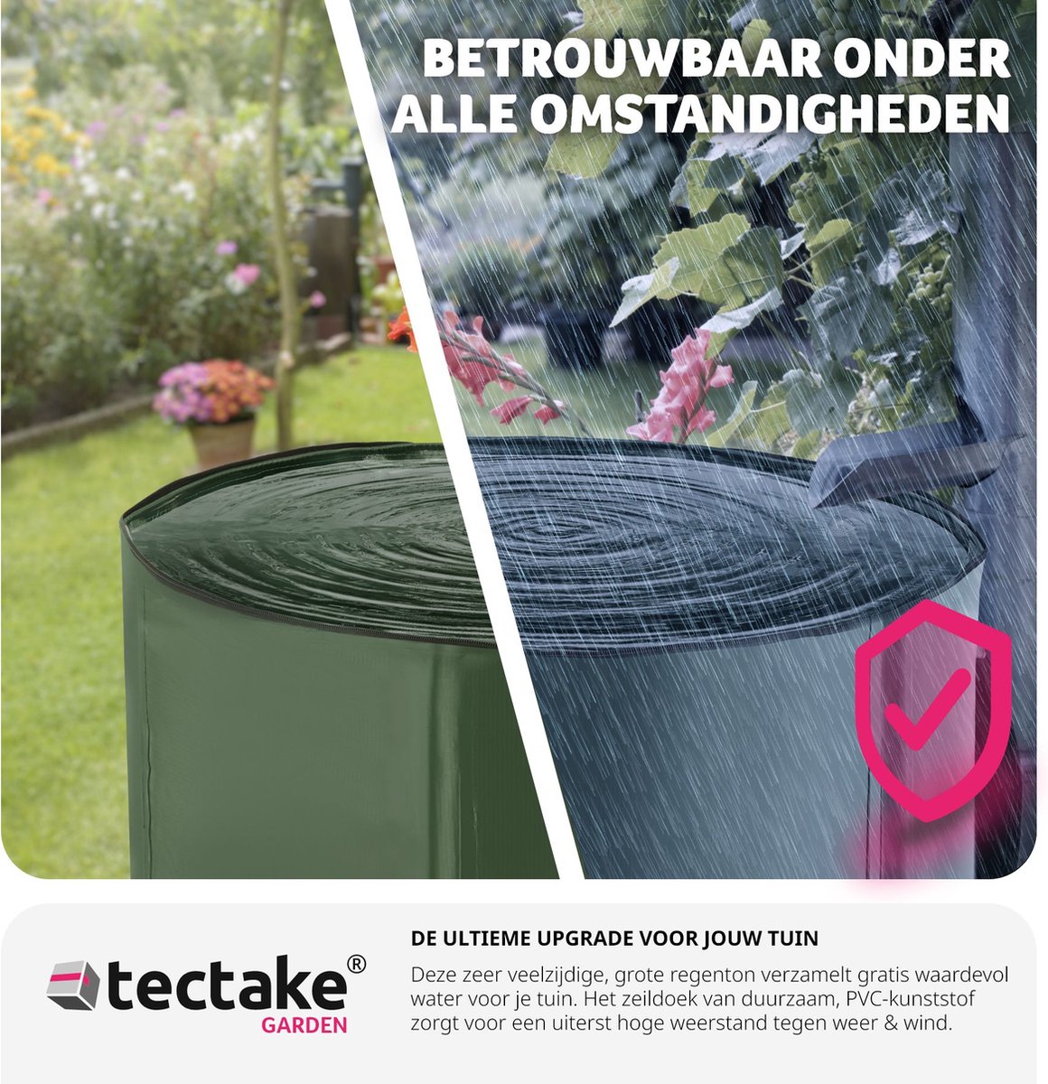 VEVOR Regenton, 379 L Capaciteit, 1000D PVC, Geen Lekken, Inklapbaar, Herbruikbaar, Zwart