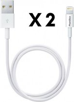 2x Lightning naar USB A Kabel Wit - 1 meter - Oplaadkabel voor iPhone X / XS / XS MAX / XR / 7 / 7 PLUS / 8 / 8 PLUS / 6 / 6S / 6 PLUS / 6S PLUS / 5 / 5S / SE / AirPods 1 / Airpods 2 / Airpods 3 / Airpods Pro 1