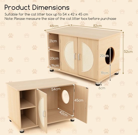 Yaheetech Set van 2 kattenbakjes, kattenbak, kast, kattenhuis, hout