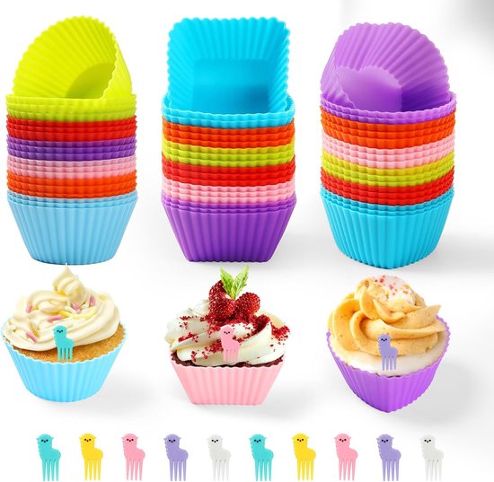 12 stuks herbruikbare siliconen cupcakevormpjes met antiaanbaklaag, muffinvormpjes, bento lunchboxverdelers, gebakvormpjes kopen vanaf een prijs van 6.07