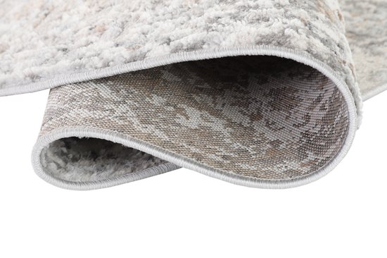 Tapiso Valley Tapis rond beige gris clair à poils courts - 80 x 80 cm