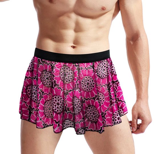 Sexy mannen rokje Rose Red - One size - Elastisch - Erotische heren kleding - Clubkleding - Ondergoed - Onderbroek