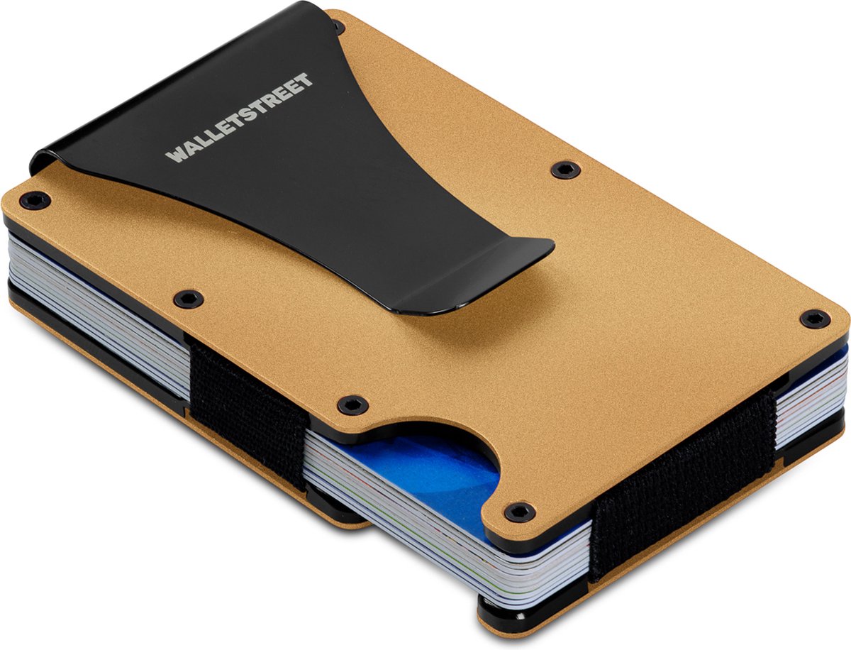 Walletstreet Premium R33 Pasjeshouder\Creditcardhouder - minimaal 15 pasjes inclusief Geld Clip voor al uw Biljetten-RFID Anti Skim Technologie-Goud kleur