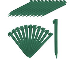 haringen 31 cm - set van 32 stuks - kunststof - lang - voor zachte bodem - groen