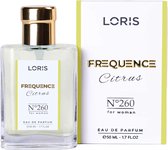 Loris Parfum Frequence Oriental - 260 - Damesparfum - 50ML - Eau de Parfum - Top noten: Bergamot / Citroen / Sinaasappel Midden noten: Vruchten Basis noten: Amber / Witte Musk / Vanille
