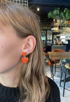 JANYN® Nederland EK WK oorbellen - Oranje Hartjes Oorbellen - Hartjes Oorbellen Oranje - EK voetbal 2024 oorbellen (sieraad) - Oorbellen Koningsdag - Oorbellen WK/EK - Holland - Nederland - Voetbal Oorbellen - EK voetbal versiering -Nederlands Elftal