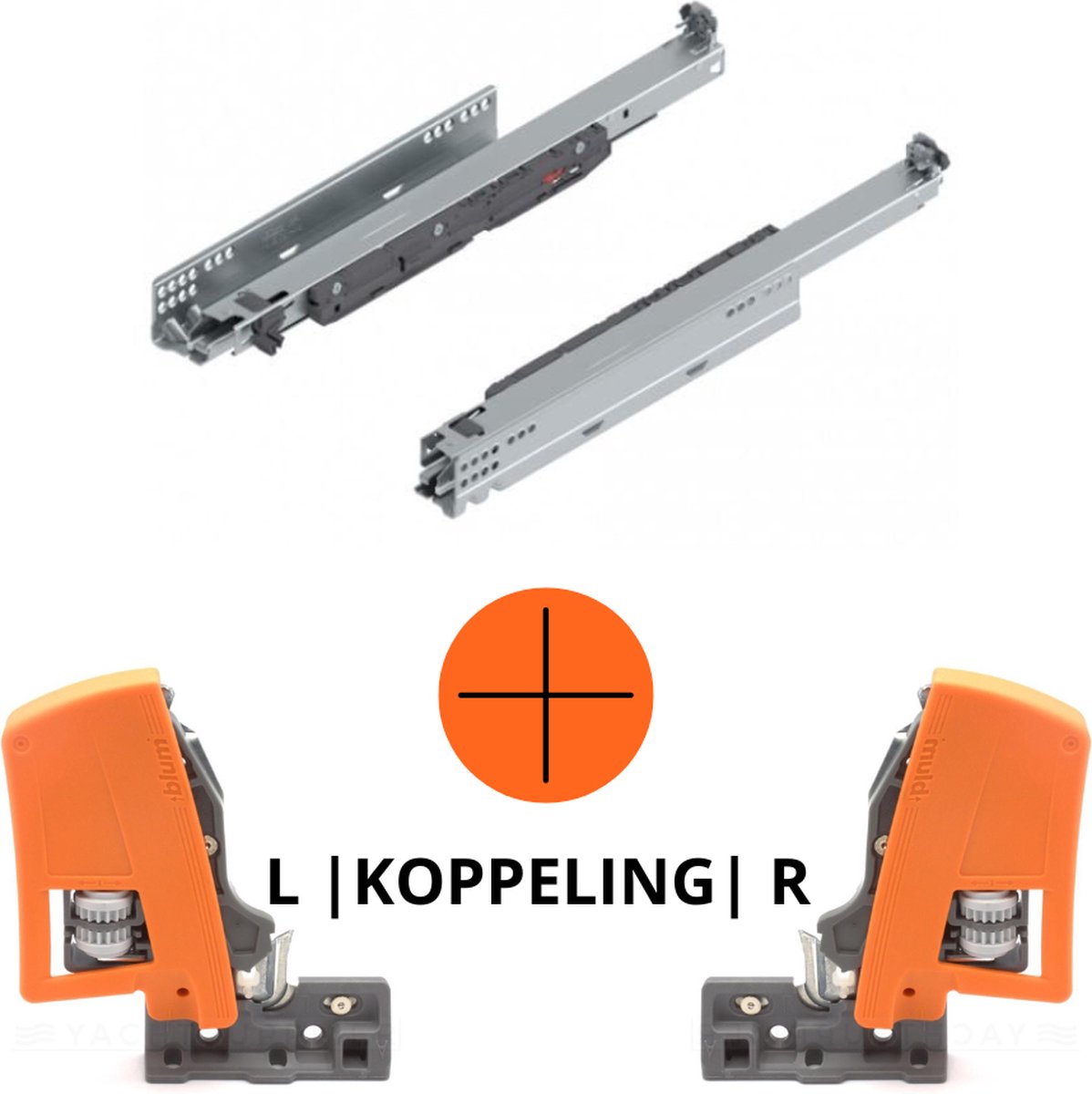 Blum Movento S ladegeleider - 600mm - Soft-close - 60KG - Inclusief koppelingen