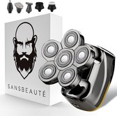 6-in-1 Scheerapparaat Mannen – Trimmer - Sansbeauté® SkullSharp V2 | 6 HEAD - Nat & Droog - Electric Face Head & Hair Shaver – Hoofd Kaal Scheren - Opzetstukken - Elektrisch