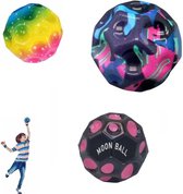 Happy Trendz® 3 Stuks Bounce Nasa Moon Ball ( MULTI KLEUREN ) - met verlichting - led - Stuiter bal extreem krachtig - Bouncing Ball - Rainbow stuiter bal - set van 3 - Nieuw 2024- Fidget TOY SET VAN 3 - DumpBin bal